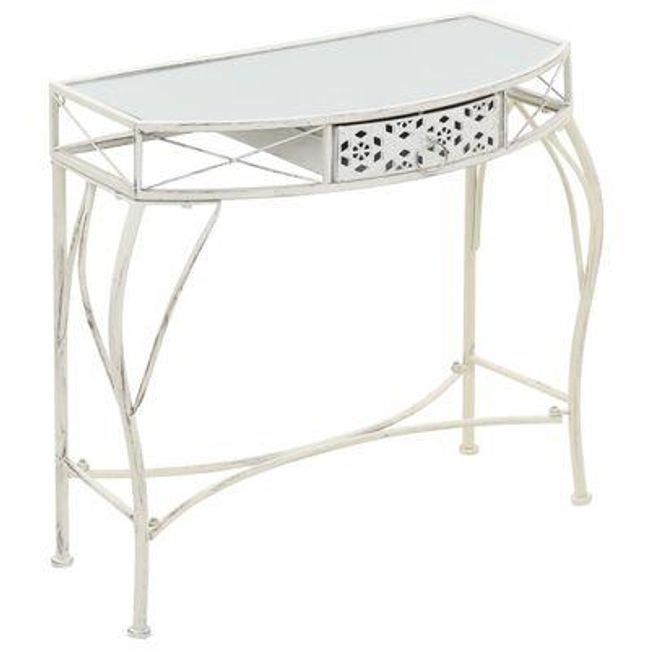 Francia stílusú fém összecsukható asztal 82x39x76 cm fehér ZO_245935-A 1