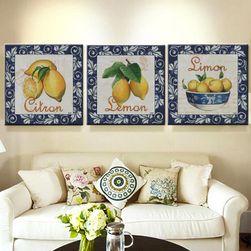 Комплект от три картини с лимони
