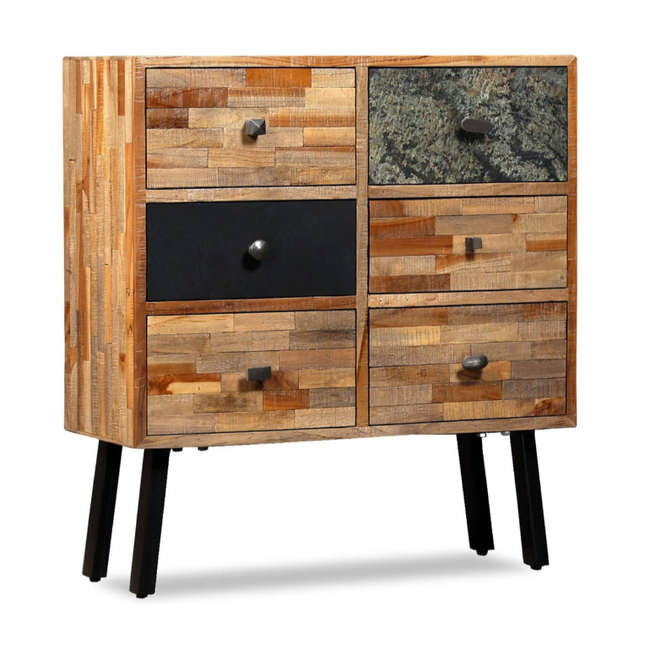 Bočná skrinka so 6 zásuvkami z recyklovaného teakového dreva 70 x 30 x 76 cm ZO_245405-A 1