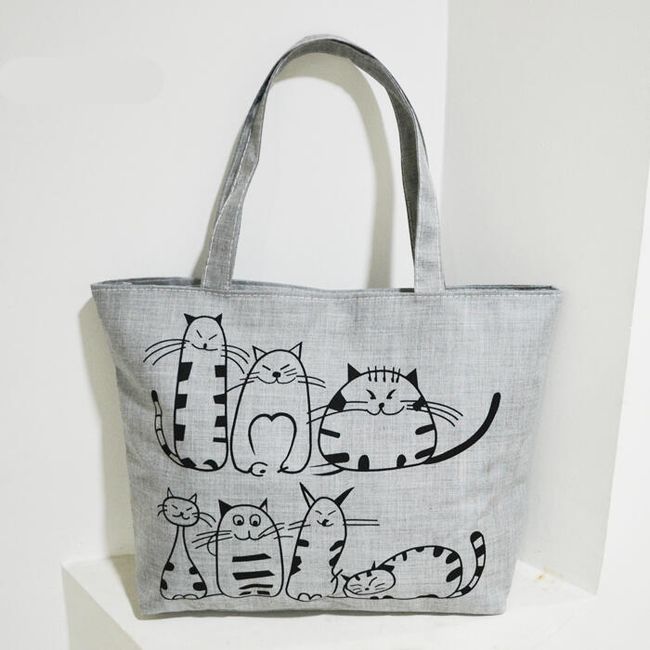 Prostorná taška na zip s motivem koček 1