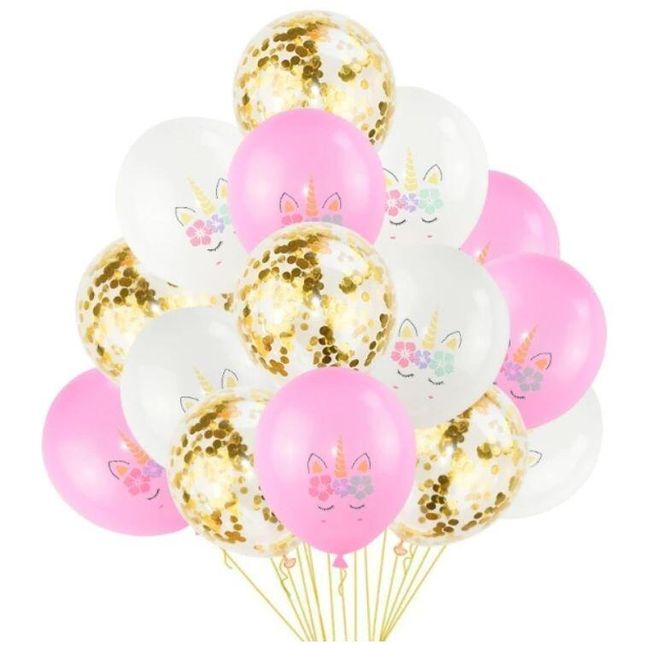 1 set de baloane de ziua de naștere unicorn SS_32998374835-15pcs S 1