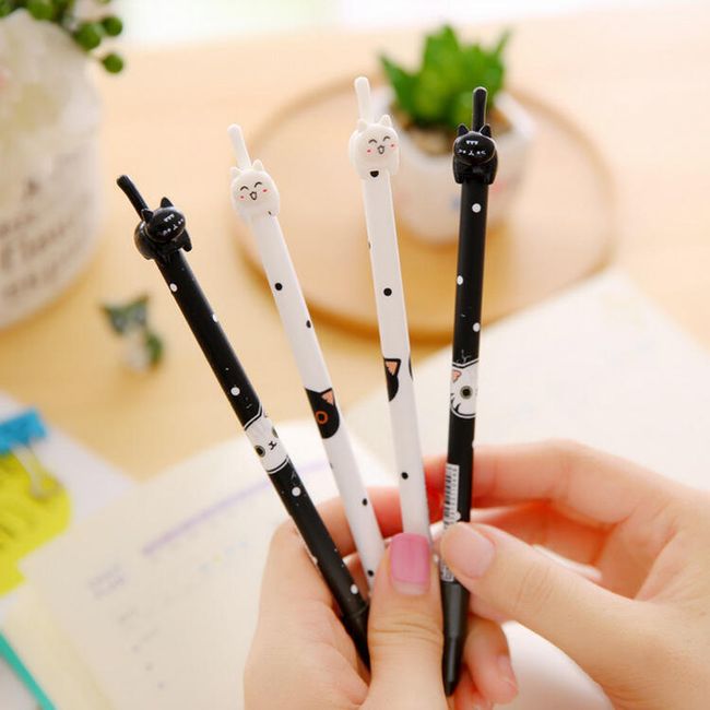 Długopis żelowy z kotem - czarny ołówek 1