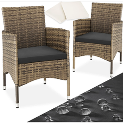 2 градински стола от ратан вкл. 4 слоя естествено/тъмно сиво ZO_404552
