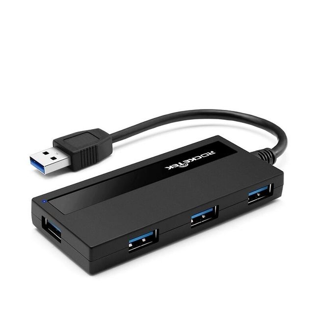 Hub USB ultra-subțire cu patru porturi, de culoare neagră 1