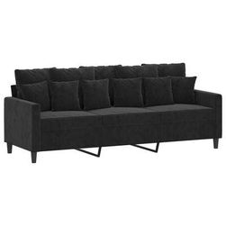 3 üléses kanapé fekete 180 cm bársony ZO_359318