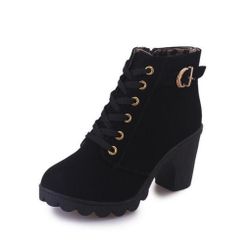 Šnurovacie topánky na podpätku - rôzne farby Čierna - 36, Veľkosti topánok: ZO_228042-36
