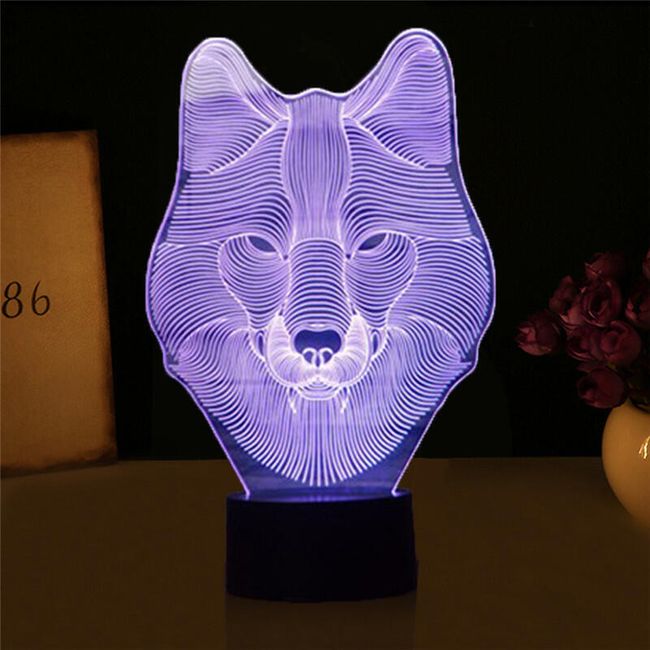 3D LED lámpa - Wolf 1