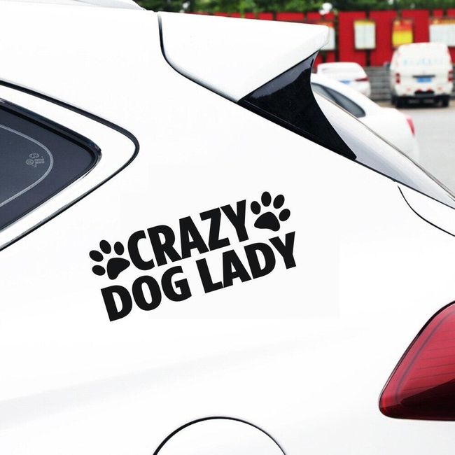 Samolepka na auto - CRAZY DOG LADY 1