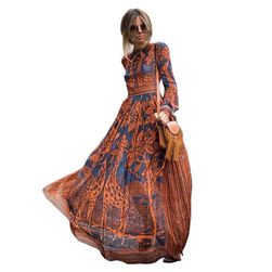 Ženska dolga obleka v boemskem slogu