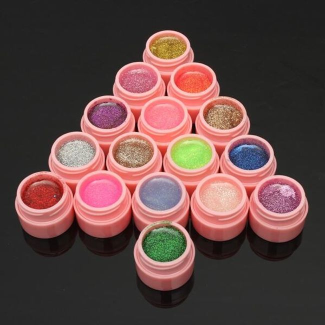 Sada barevných gelů na nehty - 16 kusů 1
