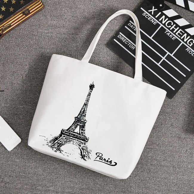 Textilní taška v bílé barvě s moderními motivy 1