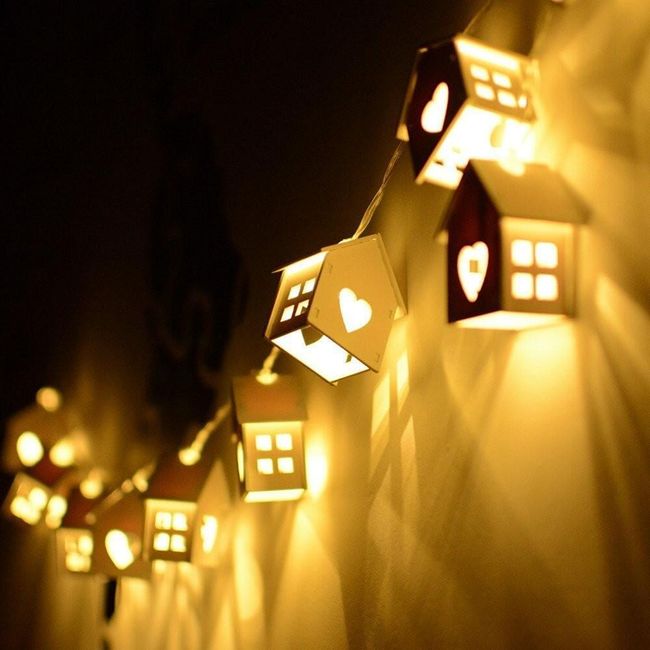 Vánoční LED světlo - 10 domečků 1