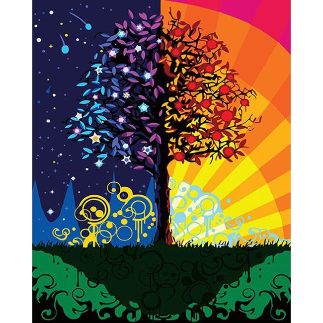 Obraz DIY do kolorowania - drzewo 1
