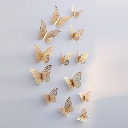 12 3D motýlků na zeď- 2 barvy/3 velikosti