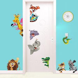 3d Cartoon Animals Door Stickers For Kids Room Bedroom Home Decoration Diy Safari Wall Decal Lion Elephant Zebra Mural Art SS_32899082336