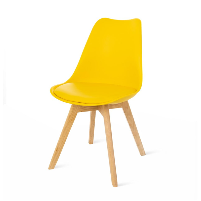Zestaw 2 żółtych krzeseł z bukowymi nogami Retro ZO_98-1E6148 1