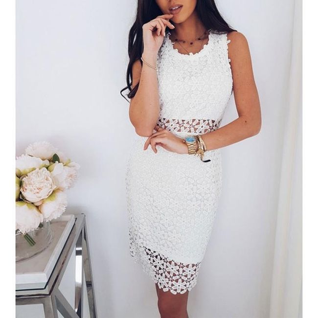Romantična haljina od čipke - bijela 1