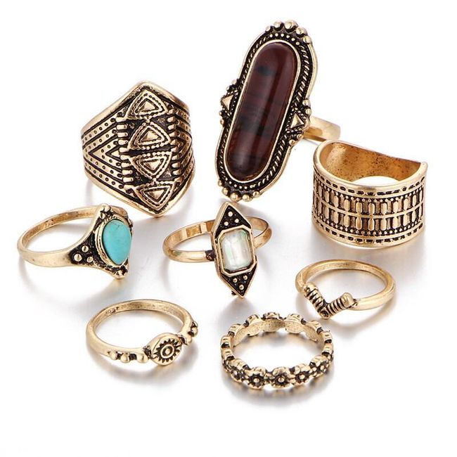 Set od osam vintage prstena - 2 boje 1