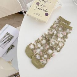 Ultra - thin Transparent Crystal Silk Socks New Floral Sweet Cute Japanese Summer Sock Women Mid - tube Elastic Cream Color Socks SS_1005004359183702