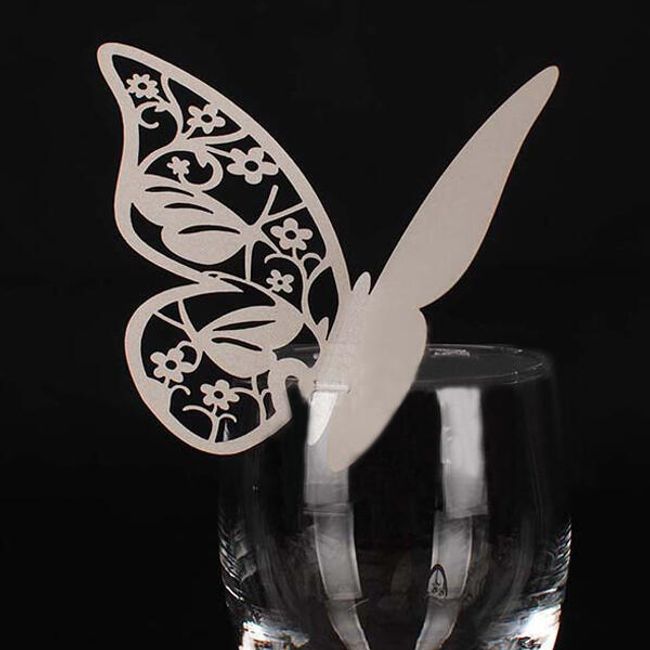 Dekorace (jmenovka) na vinnou sklenici - motýl, 10 ks 1