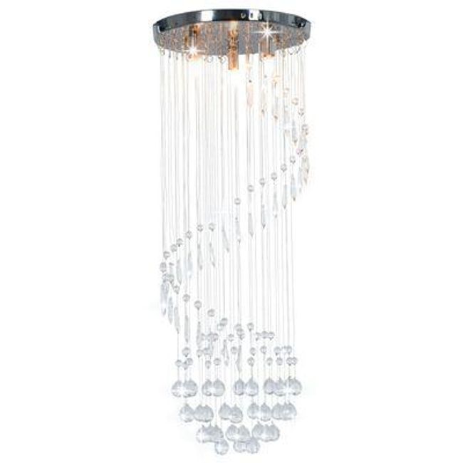 Lampa sufitowa z kryształowymi koralikami srebrna spirala G9 ZO_281577 1