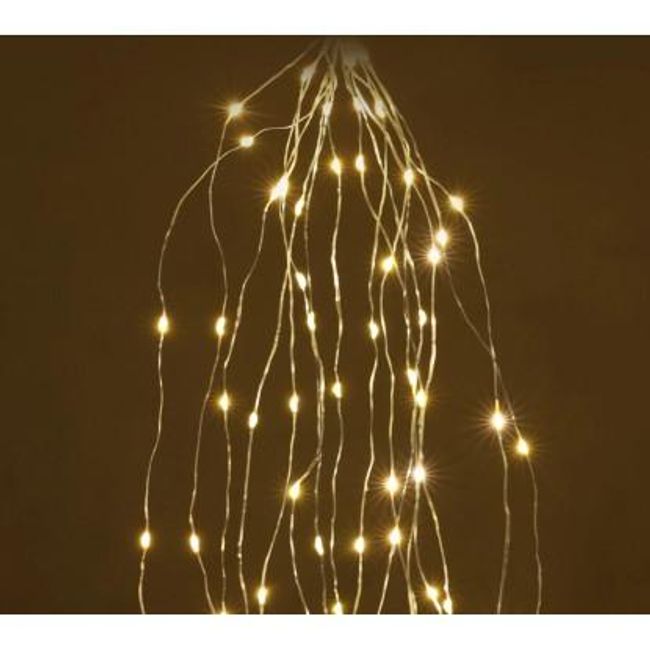 Łańcuszek świetlny wykonany ze srebrnych wiązek drutu po 40 diod LED, barwa ciepła biała, 8 x 45 cm ZO_PN000285 1