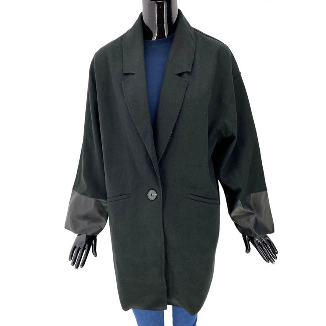 Elegantní dámský kabát, RETRO & ICONE, černá barva, Velikosti XS - XXL: ZO_2bac7460-9be6-11ed-b358-8e8950a68e28 1