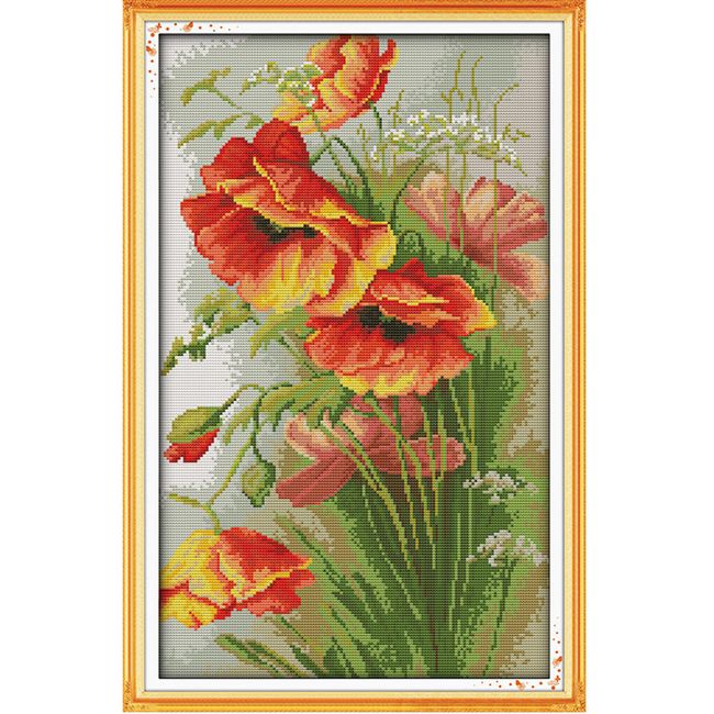 DIY vyšívací obraz s květinami 1
