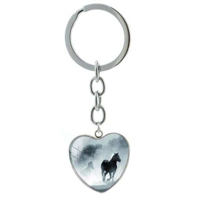 Obesek za ključe - srce s konji 1