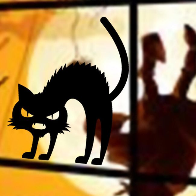 Samolepka na zeď - černá kočka - 3 varianty 1