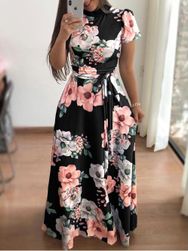 Дамска дълга рокля на цветя - 3 варианта