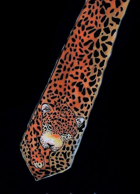 Hedvábná ručně malovaná kravata Gepard 1