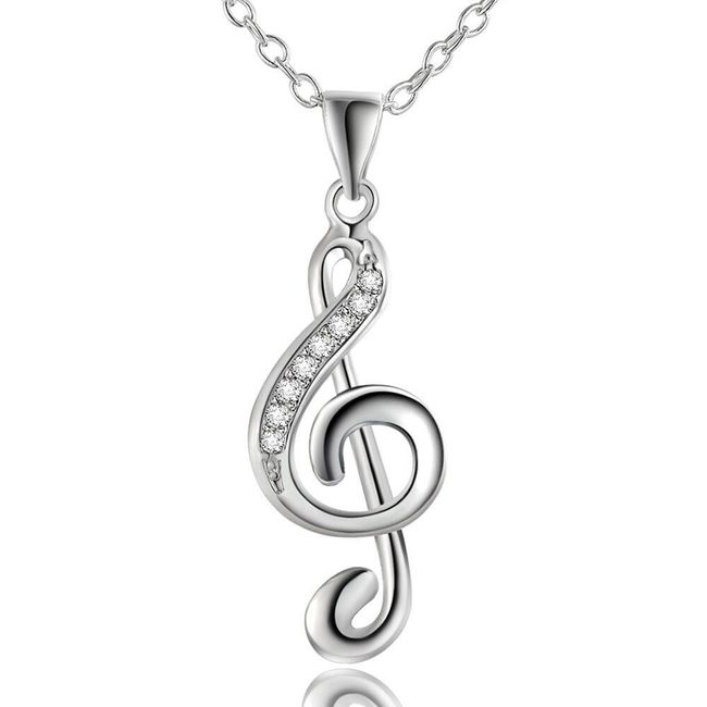 Náhrdelník s přívěskem houslového klíče ve stříbrné barvě 1