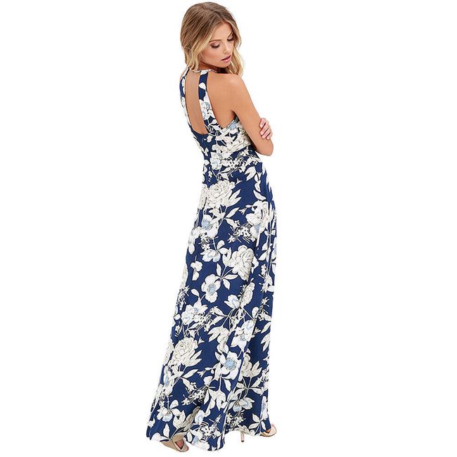 Dlhé kvetinové šaty na holé ramená - 4 veľkosti 1