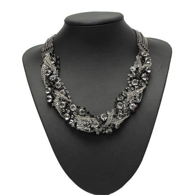 Stylový silný náhrdelník v černo-stříbrné barvě 1