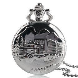 Джобен часовник с камион в сребърен цвят