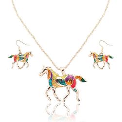 Náušnice s náhrdelníkem v podobě koní
