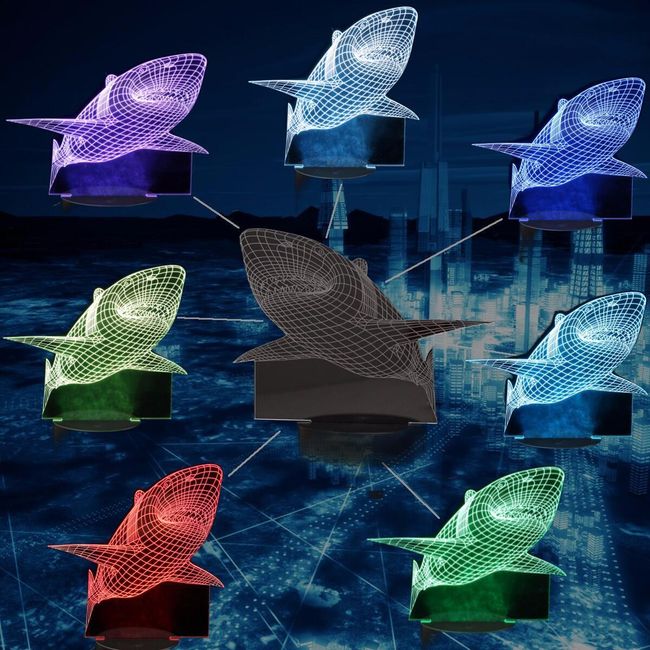 3D noční světlo žralok  1