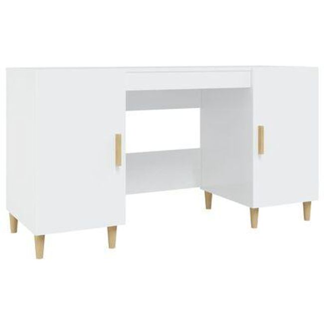 Psací stůl bílý s vysokým leskem 140x50x75 cm kompozitní dřevo ZO_812768-A-B 1