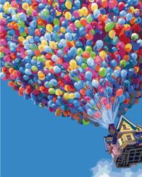 Imagine DIY prin numere - casă cu baloane