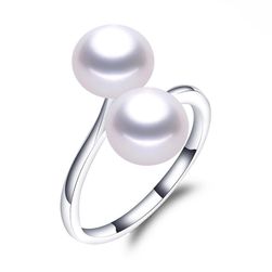 Otevřený prsten s umělými perličkami - 3 barvy