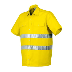 Odblaskowa koszulka z kołnierzykiem, żółta, rozmiary XS - XXL: ZO_271922-S