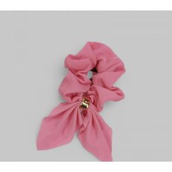 Ružová gumička s mašľou a korálkami ZO_272048