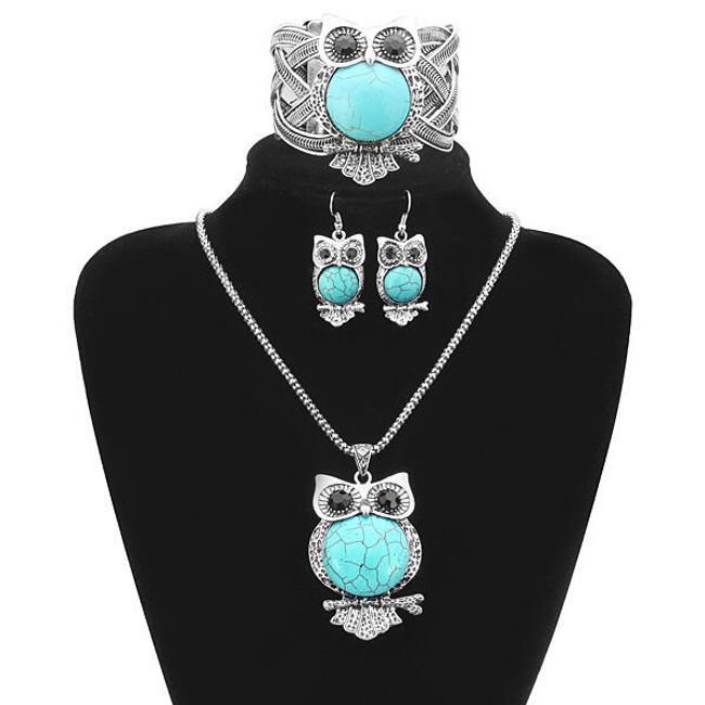 Modrá sovička - sada náhrdelníku, náušnic a náramku 1