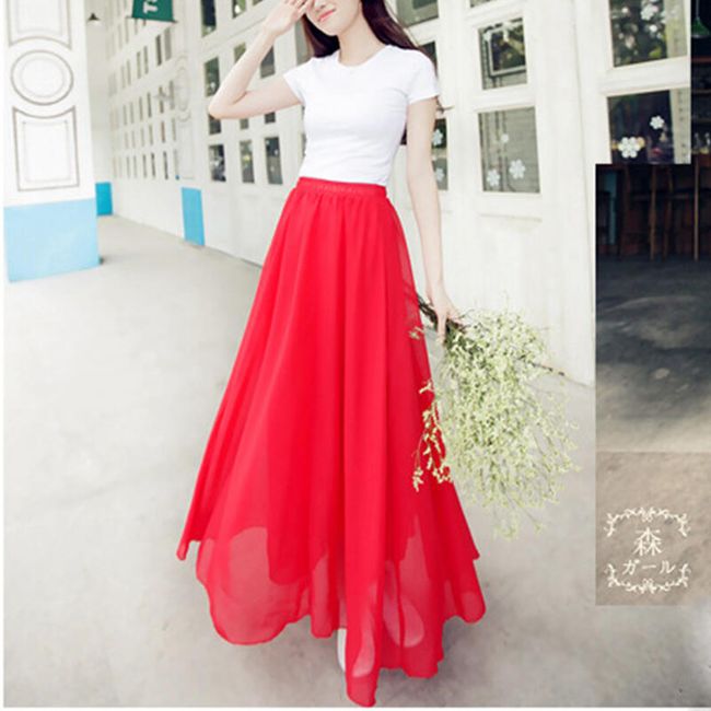 Jednofarebná dlhá sukňa - rôzne farby 1