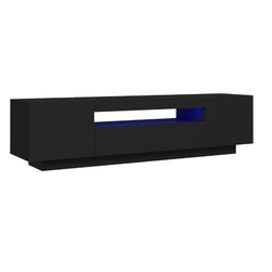 Szafka TV z oświetleniem LED czarna 160 x 35 x 40 cm ZO_822893-A