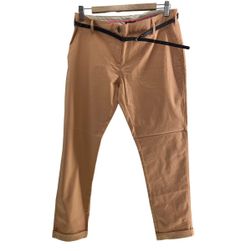Дамски платнени панталони с колан, OODJI, цвят светла кайсия, размери XS - XXL: ZO_109460-L