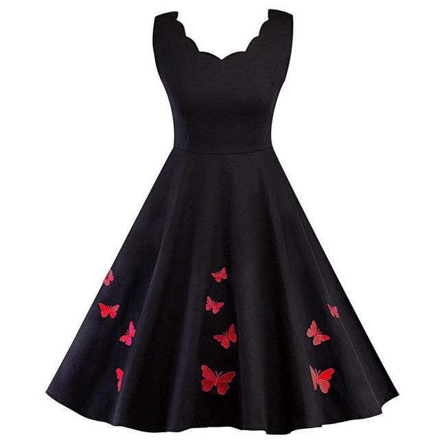 Vintage šaty s motýľmi - 2 farby 1