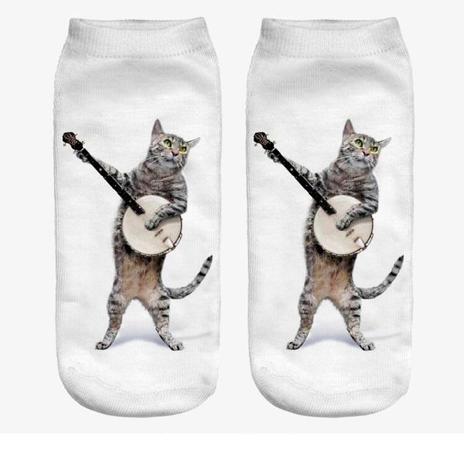 Čarape za gležnjeve sa realističnim printom mačaka - više motiva 1