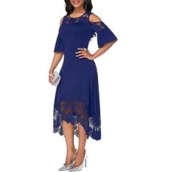 Дамска рокля плюс размер Lara Blue - размер L/XL, Размери XS - XXL: ZO_230736-3XL